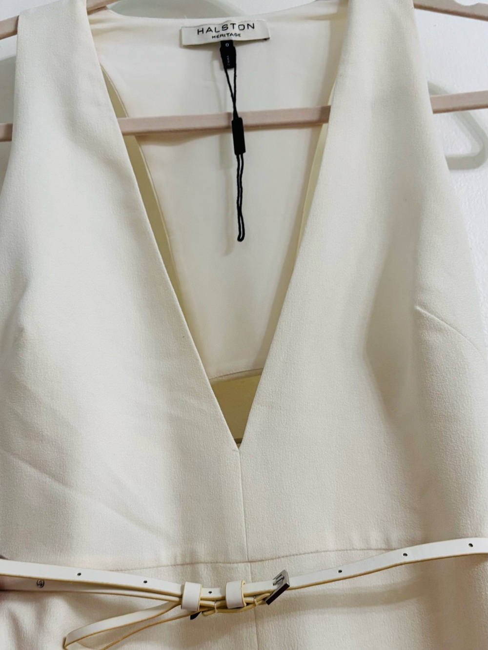 Halston Heritage Ivory Halter V-Neck Maxi Dress - Picture 6 of 10